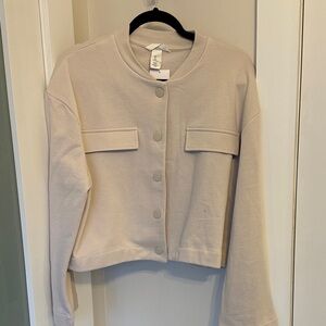 Cream Button-Up Jacket/Sweatshirt Material